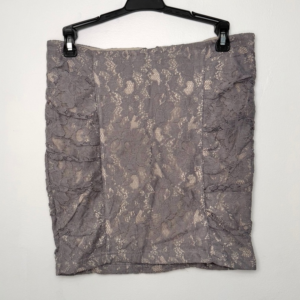 Poof NY elegant lace women's skirt in gray